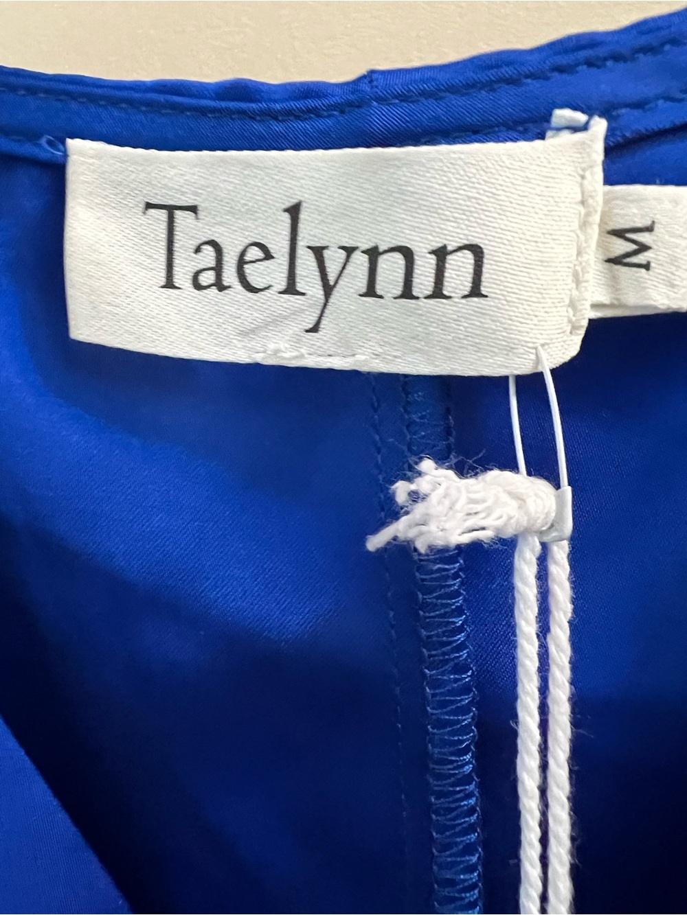 Taelynn Royal Blue Knot-Front Satin Blouse flowy bottom Size M NWT - Picture 2 of 9